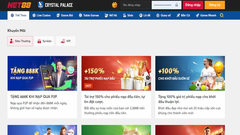 Trải nghiệm các chương trình khuyến mãi độc quyền từ Net88
